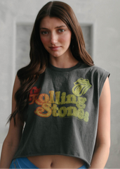 Rolling Stones Hot Stuff Tank - Vintage Black Band Tee with Ombre Logo