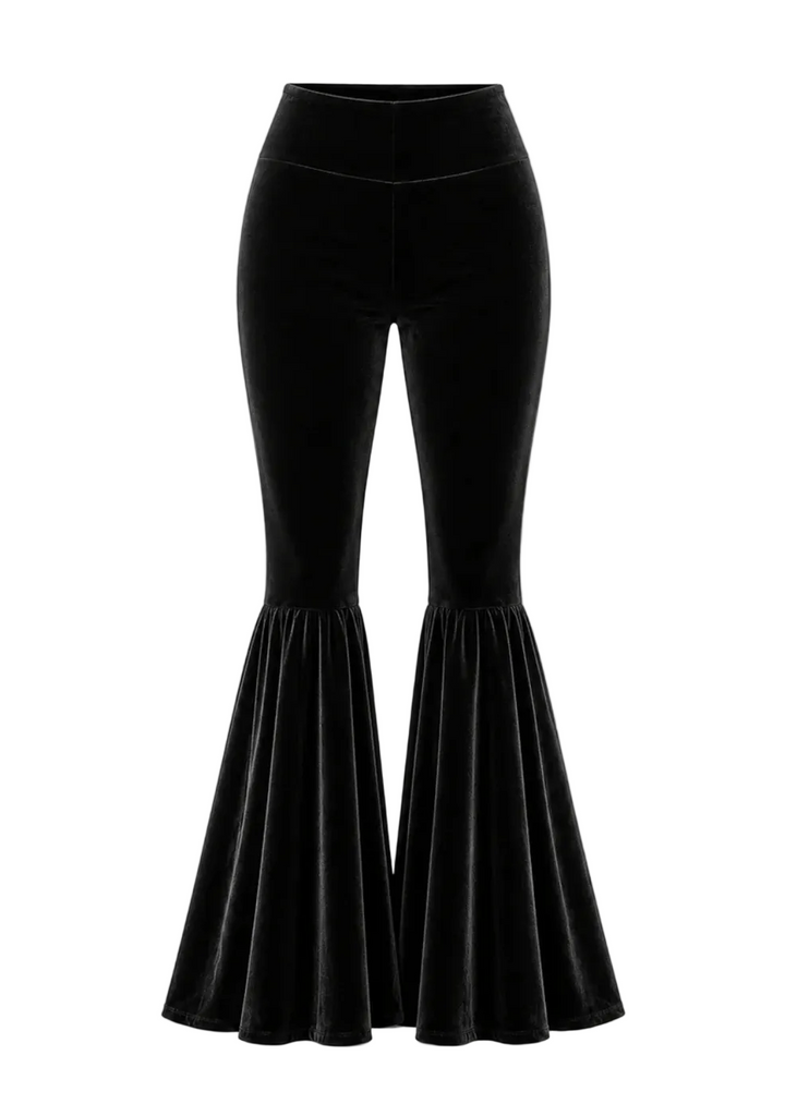  Black velvet flare trousers festival outfit women
