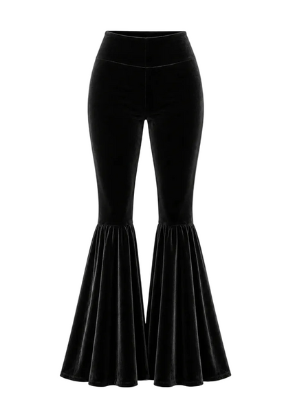  Black velvet flare trousers festival outfit women
