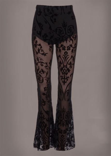  burnout velvet sheer pants goth dracula Halloween vampire 
