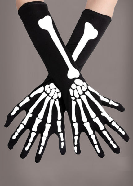 skull skeleton gloves goth Halloween concert outfit Heavy Metal 