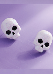 skull stud earrings goth heavy metal rocker halloween glitter womens 