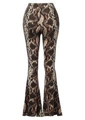 Snake print flared pants on a white background boho rocker bell bottoms rockstar wife 