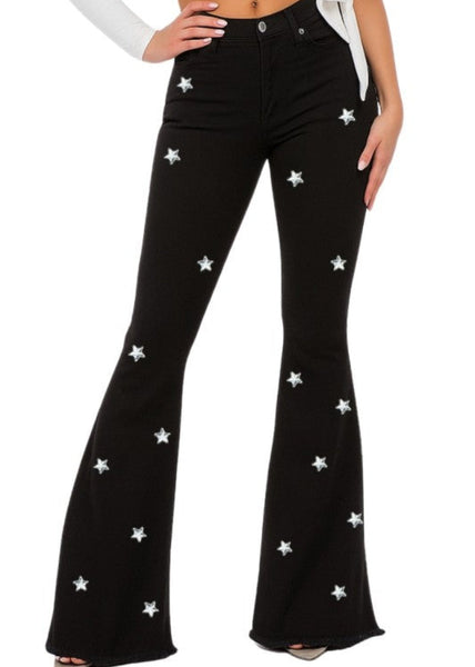 Star flare bell bottom pants concert stars holiday Christmas rocker festival boho 70s 80s starchild 