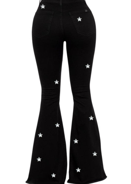 Star flare bell bottom pants concert stars holiday Christmas rocker festival boho 70s 80s starchild 
