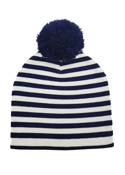 One Way or Another Striped Pom Pom Knit Beanie