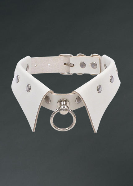 Wednesday Addams inspired white studded collar choker for gothic fashion