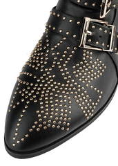 Black studded ankle leather booties