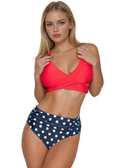 Wrap halter bikini set with high-waist ruched bottoms in black leopard print — Pretty Attitude swimwear