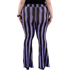 Purple Black Striped Hells Bells Flare Pants