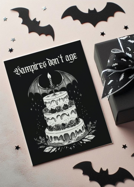 Vampire Goth Birthday card decor cake Halloween Candle gothic Medieval 