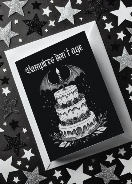 Vampire Goth Birthday card decor cake Halloween Candle gothic Medieval 