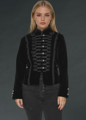 Black Velvet Steampunk Military Jacket
