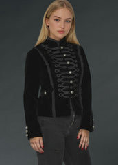Black Velvet Steampunk Military Jacket