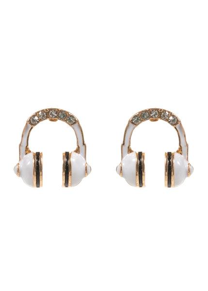 white headphone earrings DJ music festival concert womens 