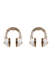 white headphone earrings DJ music festival concert womens 
