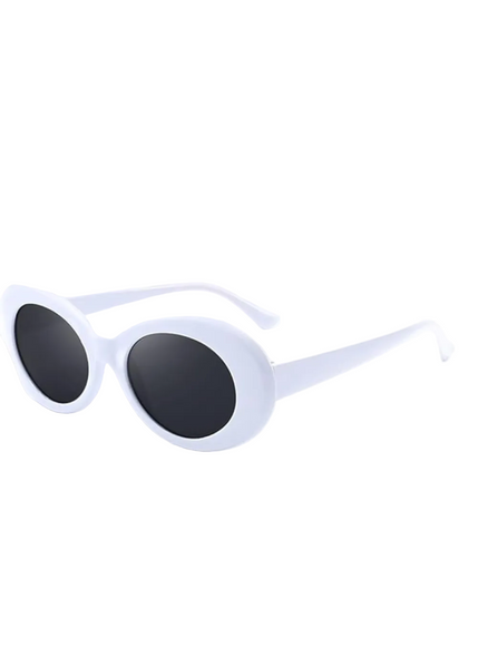 White sunglasses with black lenses on a white background