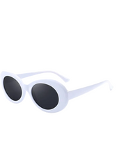 White sunglasses with black lenses on a white background
