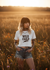 Pretty Attitude Wild Child crop top in white – free spirit boho style top perfect for outdoor festivals