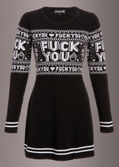 Sourpuss F You Skull Sweater Dress