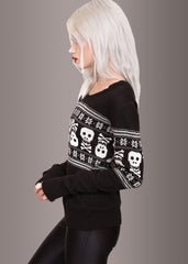 Bad To the Bone Skull Knit Sweater