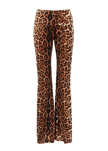 Leopard Velvet Flare Pants
