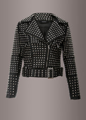 black leather jacket with allover studs