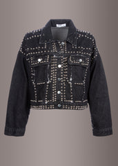 studded cropped denim jacket
