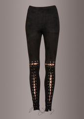 Black lace up leggings