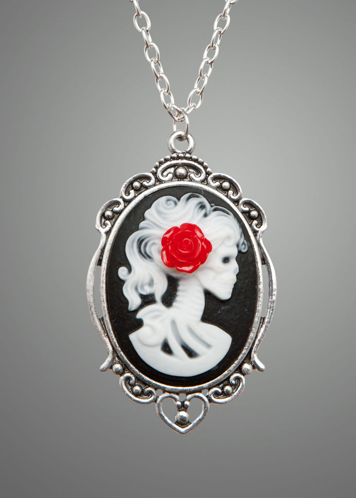 Love You To Death Skull Cameo Necklace