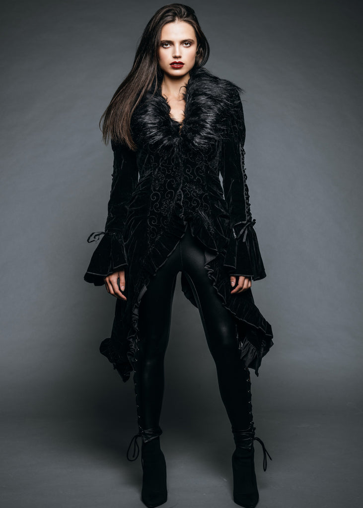 Womens Black Velvet Goth Jacket