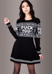 Sourpuss F You Skull Sweater Dress