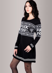 Sourpuss F You Skull Sweater Dress
