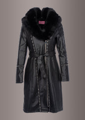  leather faux fur coat