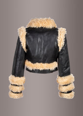 leather faux fur coat