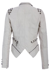 Off White Studded Moto Jacket