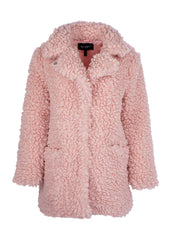 pink faux fur coat