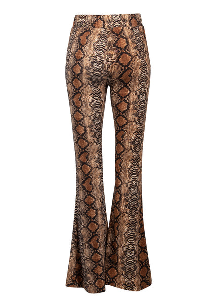 Snake print bell bottom pants