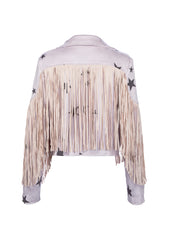 fringe jacket with star print