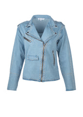 blue denim jacket with studs
