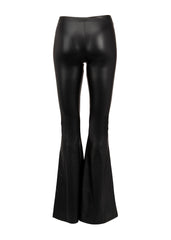 Paint It Black Faux Leather Flared Bell Bottom Pants