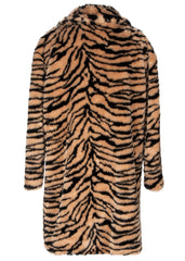 Tiger Pattern Oversized Faux Fur Coat Animal Print Plush Jacket