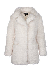 white faux fur coat