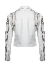 white studded moto jacket