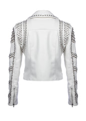 white studded moto jacket