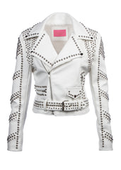 white leather jacket with studs
