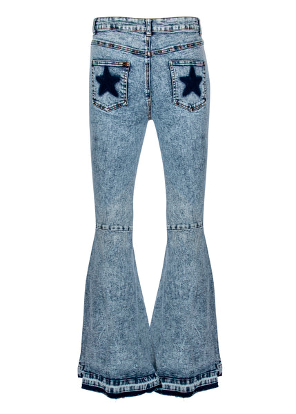 acid wash bell bottom jeans