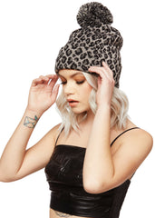 animal print knit hat