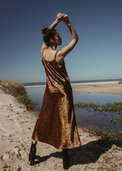 animal print satin maxi dress