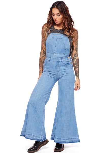 Denim Bell Bottom Jumpsuit Flared Overall